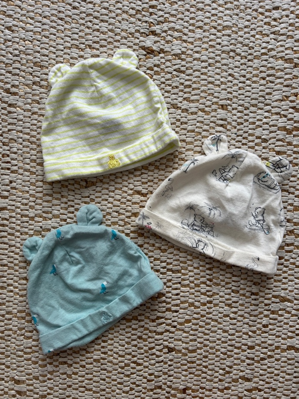 Baby Gap cotton baby bear hats bundle of 3